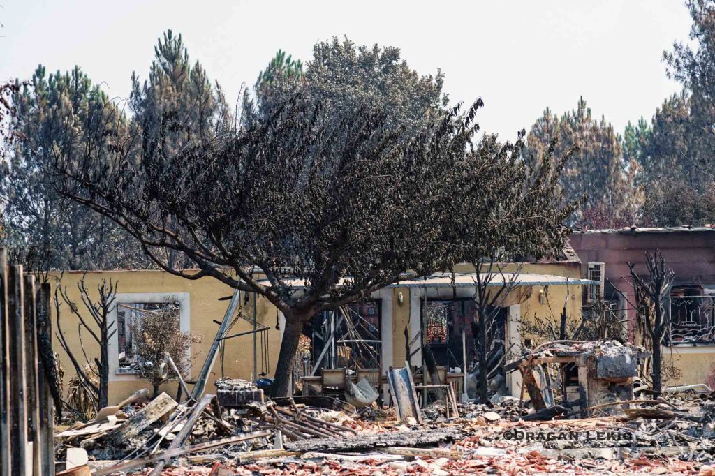 France – Le Porge. 29 July 2026. In the wake of the violent fires, Le Porge has suffered the bulk of the damage to homes caused by a massive blaze.///France-Le Porge. Le 29/07/2026. Suite aux violents incendies, Le Porge concentre l'essentiel des destructions de logements causees par un megafeu.